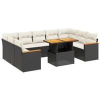 vidaXL 11-delige Loungeset met kussens poly rattan zwart, tuinset, tuinmeubel, terrasset, tuinbank, terrasmeubel, loungebank, loungeset tuin