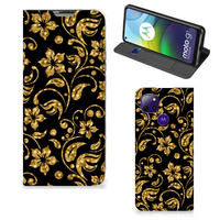 Motorola Moto G9 Power Smart Cover Gouden Bloemen - thumbnail