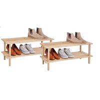 Set van 2x stuks houten schoenenrek/schoenenstandaard 2-laags 74 x 26 x 29,5 cm - thumbnail