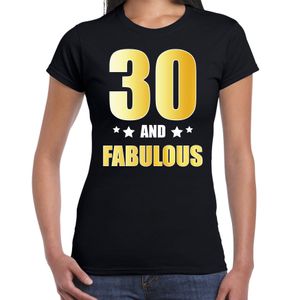 30 and fabulous verjaardag cadeau shirt / kleding 30 jaar zwart met goud voor dames 2XL  -