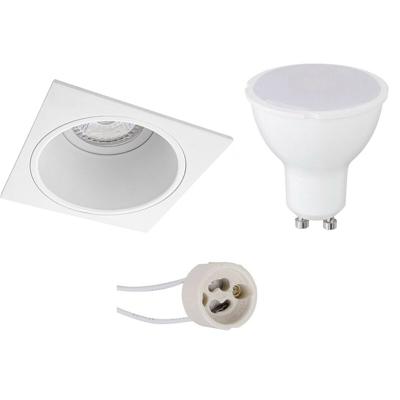 LED Spot Set - Pragmi Minko Pro - GU10 Fitting - Inbouw Vierkant - Mat Wit - 4W - Helder/Koud Wit 6400K - Verdiept - LED Spot Set - Pragmi Minko Pro - GU10 Fitting - Inbouw Vierkant - Mat Wit - 4W - Helder/Koud Wit 6400K - Verdiept -