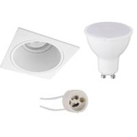 LED Spot Set - Pragmi Minko Pro - GU10 Fitting - Inbouw Vierkant - Mat Wit - 4W - Helder/Koud Wit 6400K - Verdiept -
