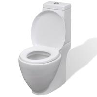 vidaXL Toilet rond afvoer onder keramiek wit