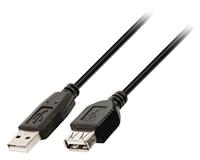 NEDIS USB-kabel - USB 2.0 - USB-A stekker - USB-A bus - 480 Mbps - Vernikkeld - 3,00 m - Rond - PVC - Zwart - Label
