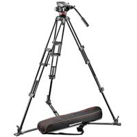 Manfrotto MVH502A, 546GB-1 professioneel vloeibaar videosysteem met aluminium statief en grondverspreider (zwart)
