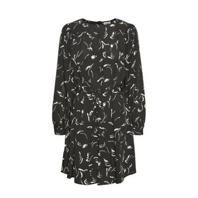 VERO MODA CURVE A-lijn jurk VMODEA NELLIE van gerecycled polyester zwart/wit