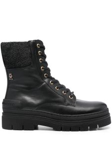 Tommy Hilfiger bottines en cuir à fini feutré - Noir