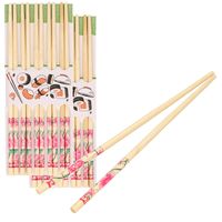 Sushi eetstokjes 30x setjes - bamboe hout - roze bloemen print - 24 cm