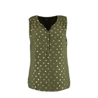 MS Mode top met all over print en plooien kaki