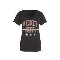 Colourful Rebel T-shirt Rebel met printopdruk zwart