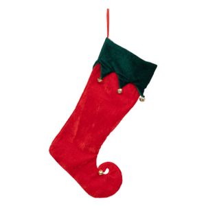 Decoratie kerstsok - elf laars - H45 cm - rood - vilt