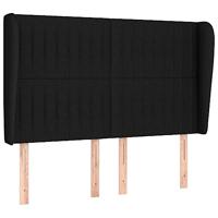 vidaXL Hoofdbord met randen 147x23x118/128 cm stof zwart