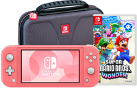 Nintendo Switch Lite Koraal + Super Mario Bros. Wonder + Beschermhoes - thumbnail