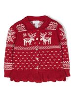 Ralph Lauren Kids cardigan en maille intarsia à boutonnière - Rouge