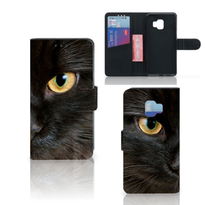 Samsung Galaxy J2 Core Telefoonhoesje met Pasjes Zwarte Kat