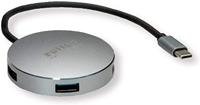 ROLINE USB 3.2 Gen 1 hub, rond, 4-voudig, type C aansluitkabel