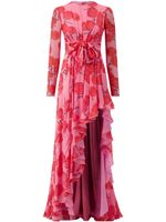 Giambattista Valli robe fleurie en soie à coupe longue - Rose - thumbnail