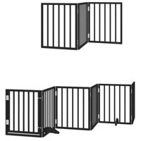 vidaXL Hondenhek inklapbaar 9 panelen 450 cm populierenhout zwart