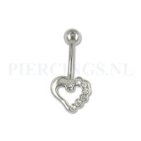 Navelpiercing open hart kristal