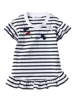 Familiar bow-detail striped T-shirt - Blanc - thumbnail