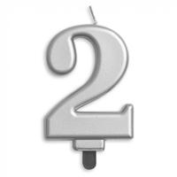 Kaars 2 jaar zilverkleurig luxe