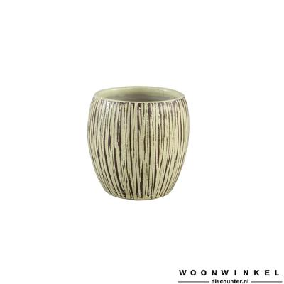 Audrey ceramic glazed yellow bombey pot round m