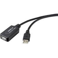 Renkforce USB-kabel USB 2.0 USB-A stekker, USB-A bus 10.00 m Zwart Actief met signaalversterking RF-4535084