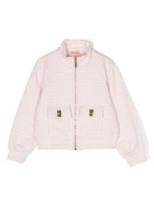 Elisabetta Franchi La Mia Bambina veste zippée à logo embossé - Rose