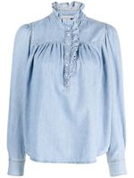 Ba&Sh Lilac ruffled denim blouse - Bleu