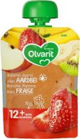 Olvarit knijpzakje aardbeien banaan kiwi 12M863 (90 gr) - thumbnail