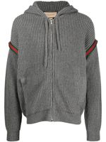 Gucci hoodie nervuré Web à fermeture zippée - Gris