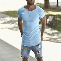 Voor heren T-shirt Effen Strakke ronde hals Casual Feestdagen Korte mouw Kleding Sport Modieus Lichtgewicht Groot en klein Lightinthebox - thumbnail