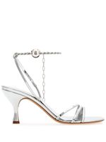 Ferragamo sandales en cuir verni à brides 70 mm - Argent