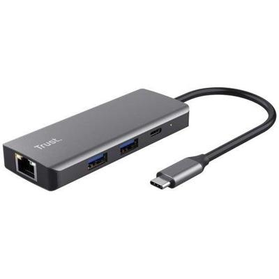 Trust Dalyx 6-in-1 USB-C-adapter USB Hub Zilver Trust Dalyx 6-in-1 USB-C-adapter USB Hub Zilver