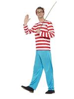 Where's Wally? Costume, Red & White, with Top, Trousers, Glasses & Hat (S)
