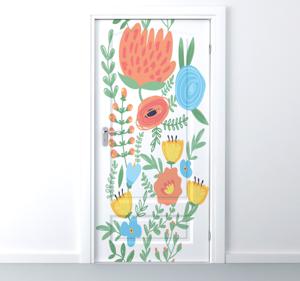 Vrolijke bloemen deur sticker