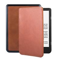 Lunso - Lederen sleepcover hoes - Geschikt voor Kobo Nia (6 inch) - Cognac
