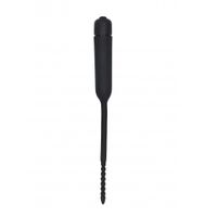 Silicone Vibrating Bullet Plug With Beaded Tip - Black