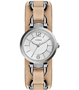 Horlogeband Fossil ES3854 Onderliggend Leder Beige 7mm