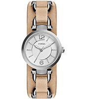 Horlogeband Fossil ES3854 Onderliggend Leder Beige 7mm