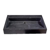 Wastafel Opbouw Dieplot Rechthoek 70x45x10cm Limestone Blue Limestone Zonder Kraangat