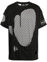 Haculla layered checkerboard-print cotton T-shirt - Noir - thumbnail