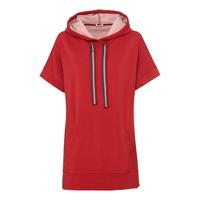 Oversized shirt van bio-katoen met capuchon en tunnelkoordje, kers-gemêleerd 40/42