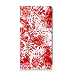 Mobiel BookCase Samsung Galaxy S20 FE Angel Skull Rood