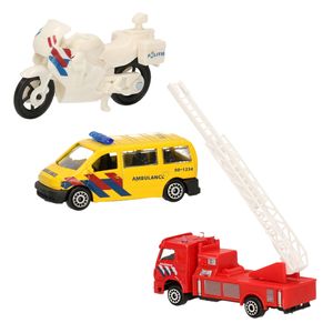 Nederlandse politie/brandweer/ambulance speelgoedauto set 7 cm   -