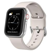 By Qubix - Soft siliconen bandje met gespsluiting - Sterrenlicht/starlight - Compatible met Apple Watch 38mm / 40mm / 41mm / 42mm - Compatible Apple