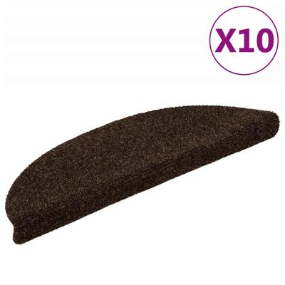 VidaXL Trapmatten zelfklevend 10 stuks 56x17x3 cm bruin halfrond VidaXL Trapmatten zelfklevend 10 stuks 56x17x3 cm bruin halfrond