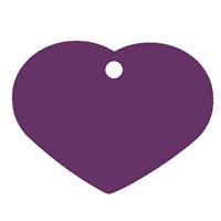 Hondenpenning in hartvorm, aluminium, paars, incl. dubbelzijdige wensgravure 4 x 3 cm.