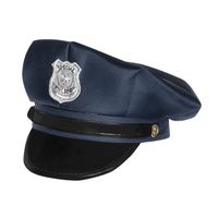 Boland Carnaval verkleed Politie agent hoedje - blauw/zilver - voor kinderen - Politie thema   -