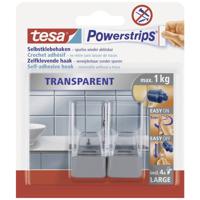 tesa POWERSTRIPS® Zelfklevende haak Large Transparant, Chroom Inhoud: 2 stuk(s)